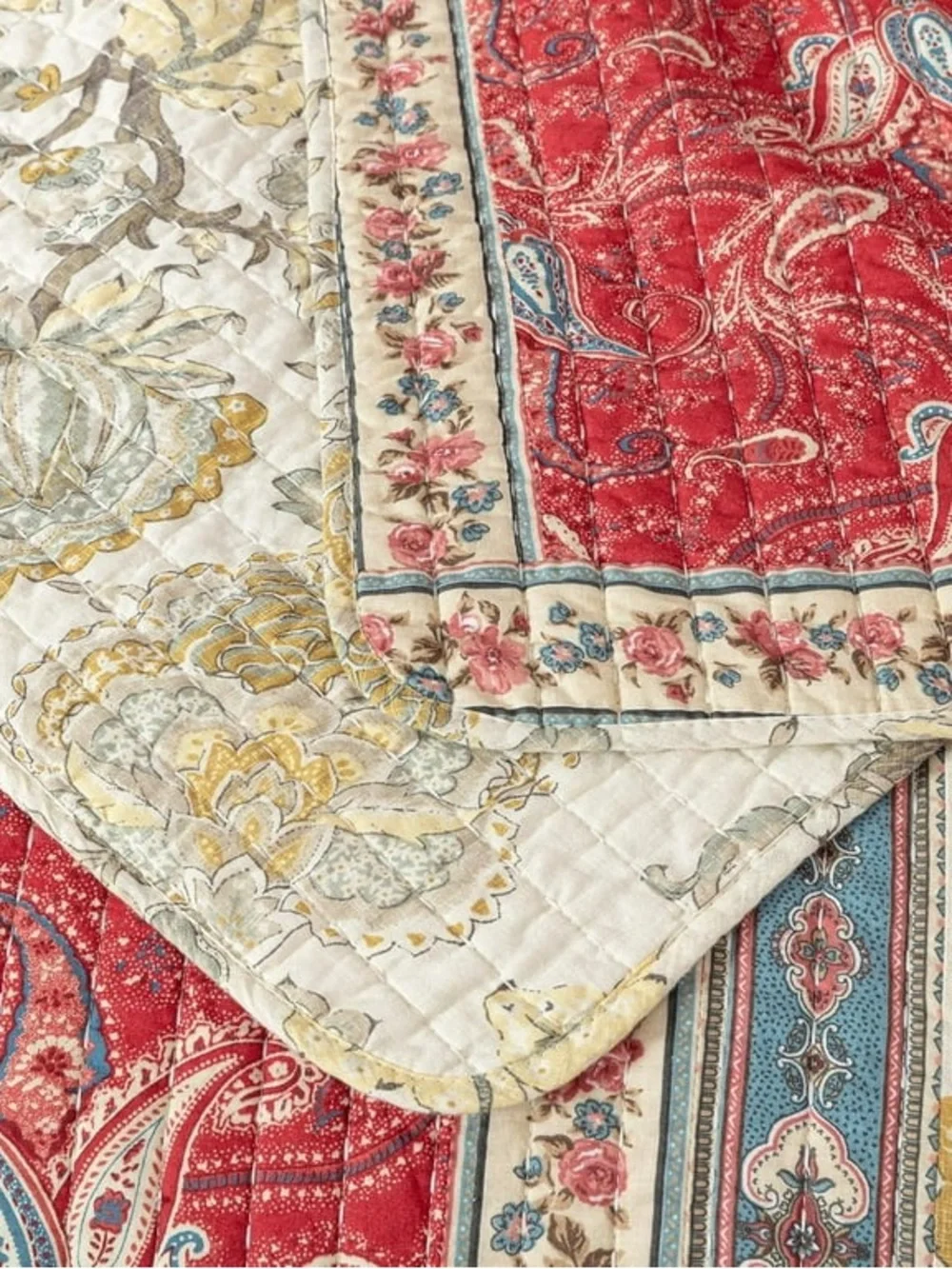 Vintage Patchwork oversized king 3 piece Floral Quilt Set 100% cotton